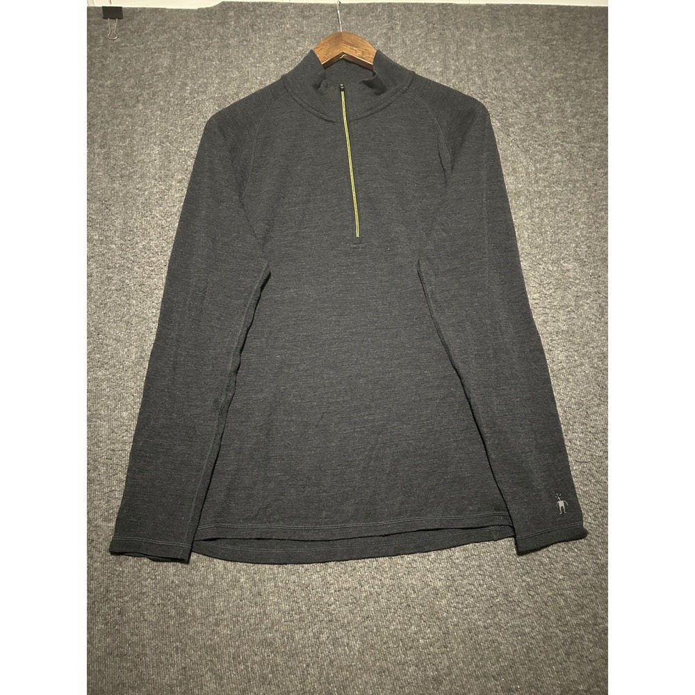 Smartwool merino wool 1/4 zip pullover mens gray lightweight size Large
